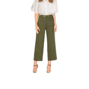 Theory Wide Leg Chinos Pants Namid TS Washed Size 2 Myrtle Green